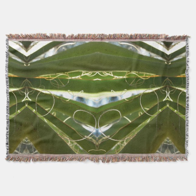 Yucca Leaves Green Nature Photography Throw Blanket (Front)