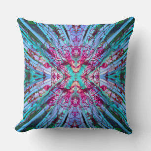Yucca Op Art in Turquoise Cushion