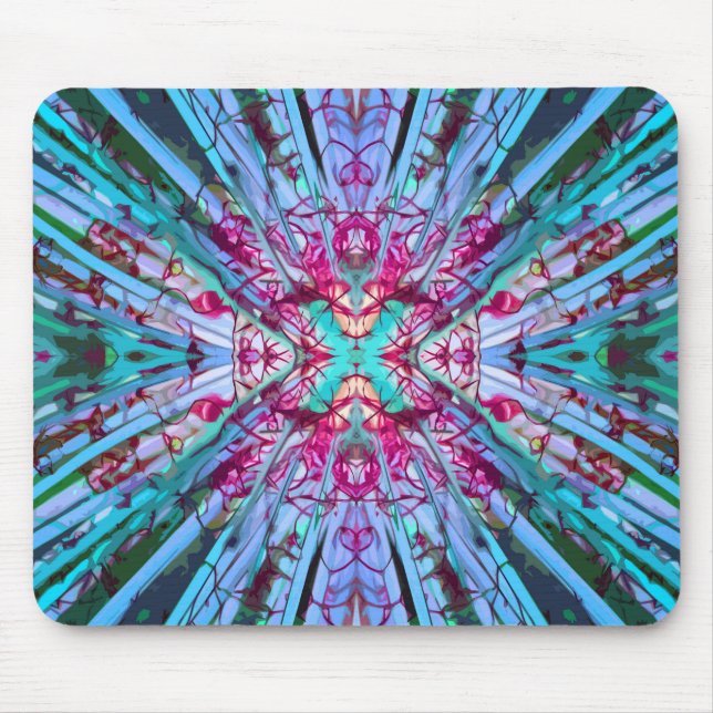 Yucca Op Art in Turquoise Mouse Mat (Front)