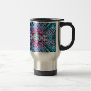 Yucca Op Art in Turquoise Travel Mug