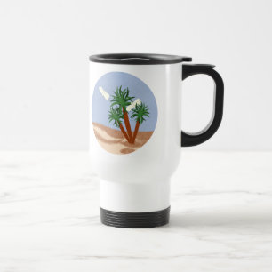 Yucca Plants and Yucca Moths Whimsical Cartoon Art Travel Mug