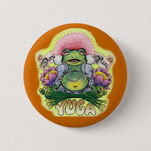 Yuga frog 6 cm round badge (Front)