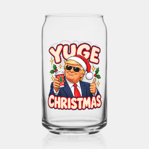 YUGE Christmas Santa Shades Two-Sided Can Glass