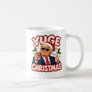 YUGE Christmas Santa Shades Two-Sided Coffee Mug