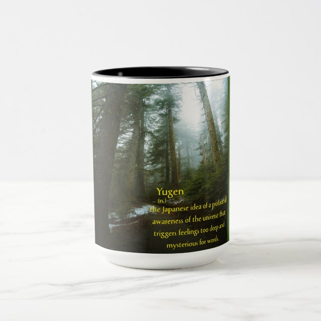 "Yugen" Japanese Definition custom colour Mug (Center)