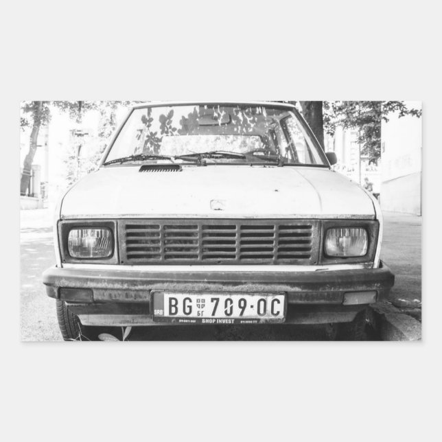 Yugo, old yugoslavian car rectangular sticker (Front)