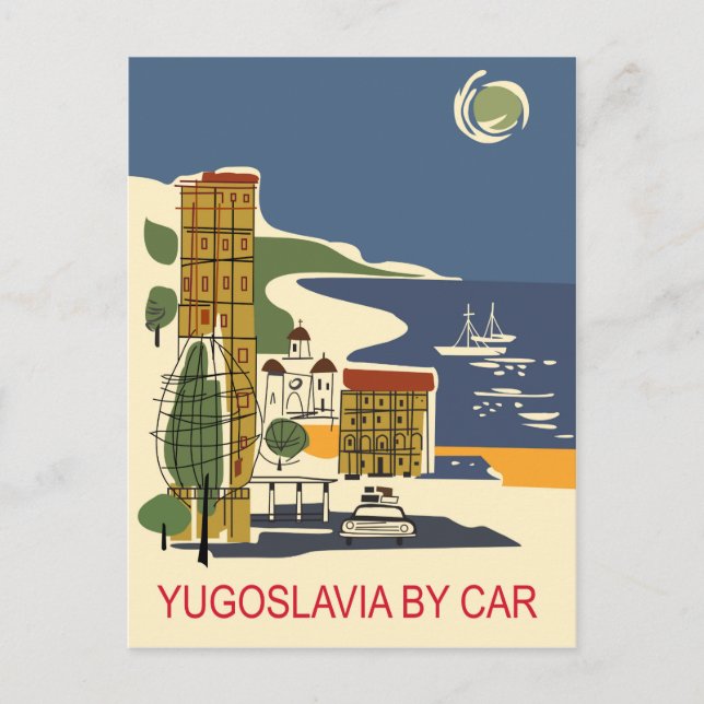 Yugoslavia by car postcard (Front)