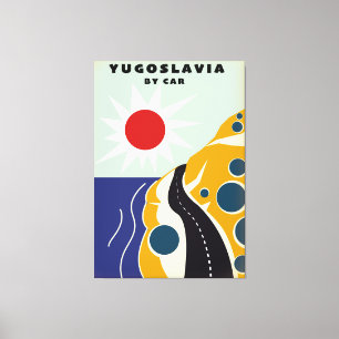 Yugoslavia By Car vintage travel poster Canvas Print