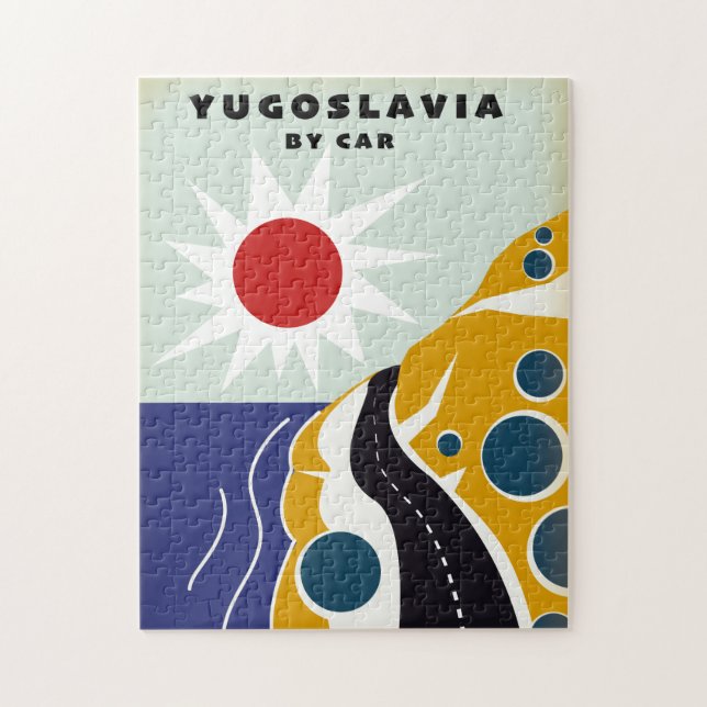 Yugoslavia By Car vintage travel poster Jigsaw Puzzle (Vertical)