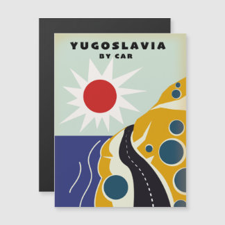 Yugoslavia By Car vintage travel poster Magnet