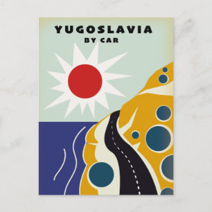 Yugoslavia By Car vintage travel poster Postcard