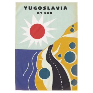 Yugoslavia By Car vintage travel poster Tablecloth