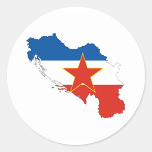 yugoslavia country flag map shape silhouette symbo classic round sticker