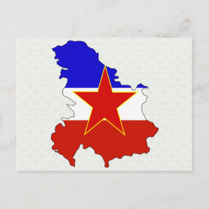 Yugoslavia Flag Map full size Postcard