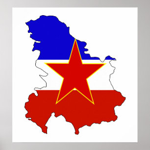 Yugoslavia Flag Map full size Poster