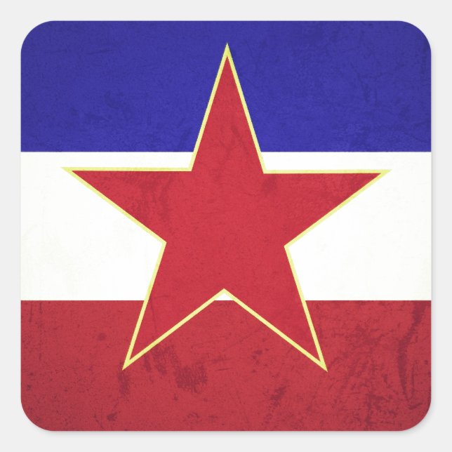 Yugoslavia flag square sticker (Front)