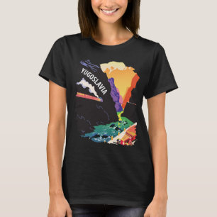 Yugoslavia Train Travel Map Retro Black T-Shirt