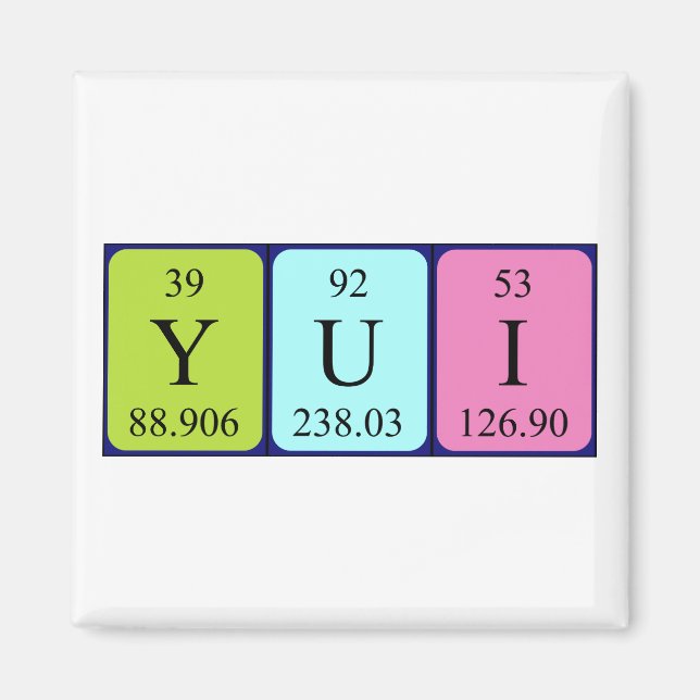 Yui periodic table name magnet (Front)