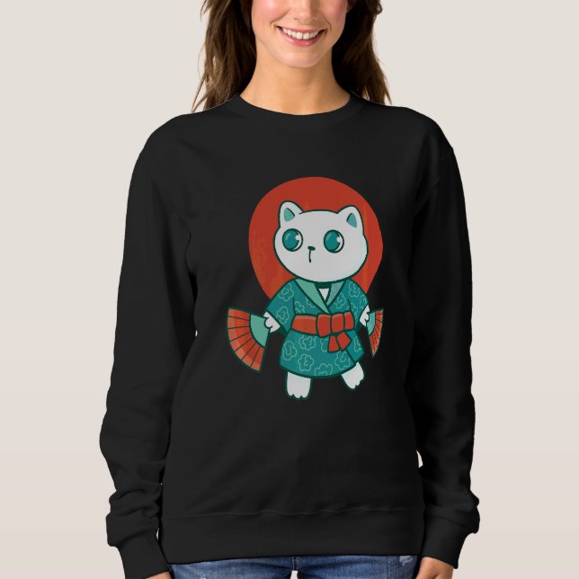 Yukata Japanese Cat Sweatshirt (Front)