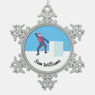 Yukigassen Snowflake Pewter Christmas Ornament