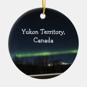 Yukon Aurora Borealis; Yukon Territory Souvenir Ceramic Tree Decoration