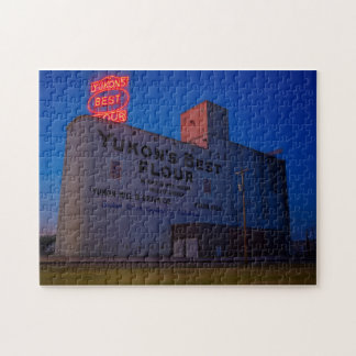 Yukon' Best Flour Mill Neon Sign At Dusk  Jigsaw Puzzle