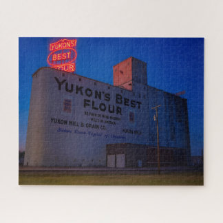 Yukon' Best Flour Mill Neon Sign At Dusk  Jigsaw Puzzle