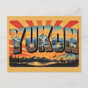 Yukon CA Mountains Tundra Northern Lights Art Postcard