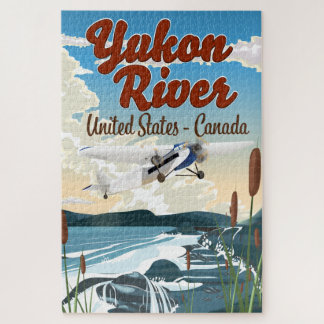 Yukon river USA Canada travel poster Giant Coffee Jigsaw Puzzle