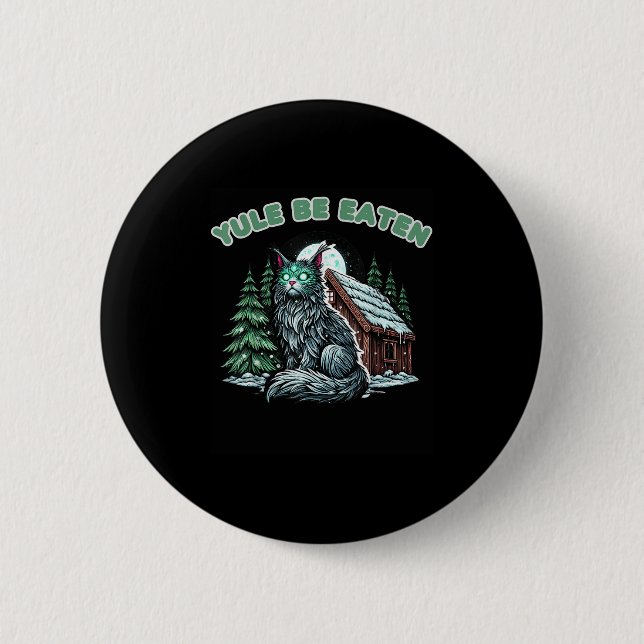 Yule Be Eaten Yule Christmas Cat Jolakotturinn Ice 6 Cm Round Badge (Front)