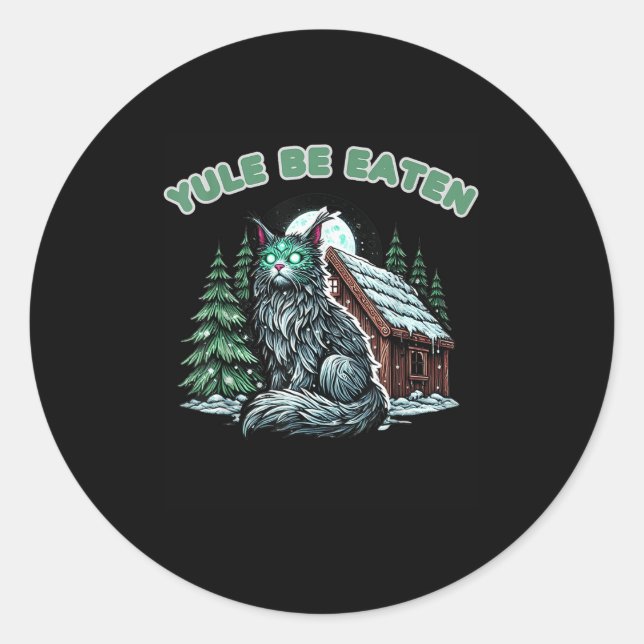 Yule Be Eaten Yule Christmas Cat Jolakotturinn Ice Classic Round Sticker (Front)