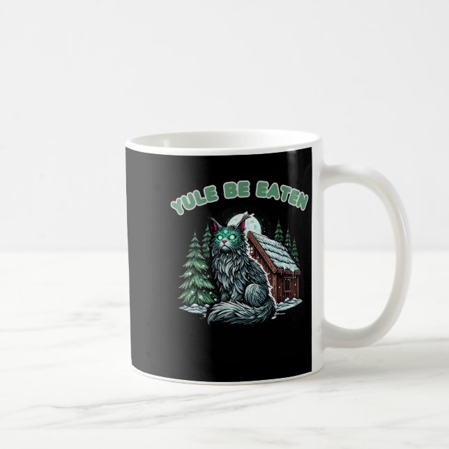 Yule Be Eaten Yule Christmas Cat Jolakotturinn Ice Coffee Mug (Right)