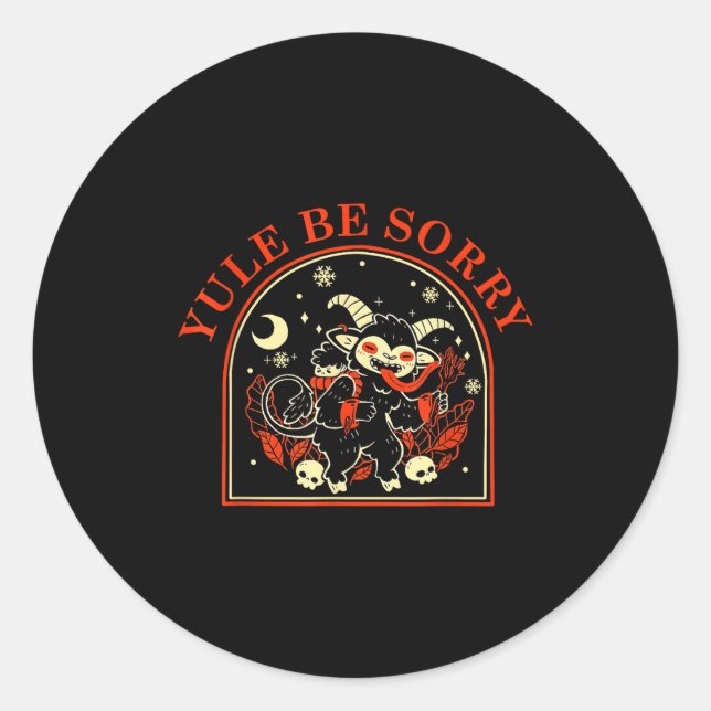Yule Be Sorry Cute Krampus Dark Christmas Merry Kr Classic Round Sticker (Front)