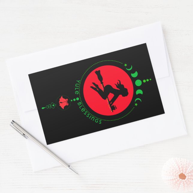 Yule Blessing, witch moon Rectangular Sticker (Envelope)