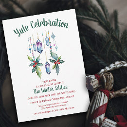 Yule Boho Crystals Winter Floral Solstice Invitation
