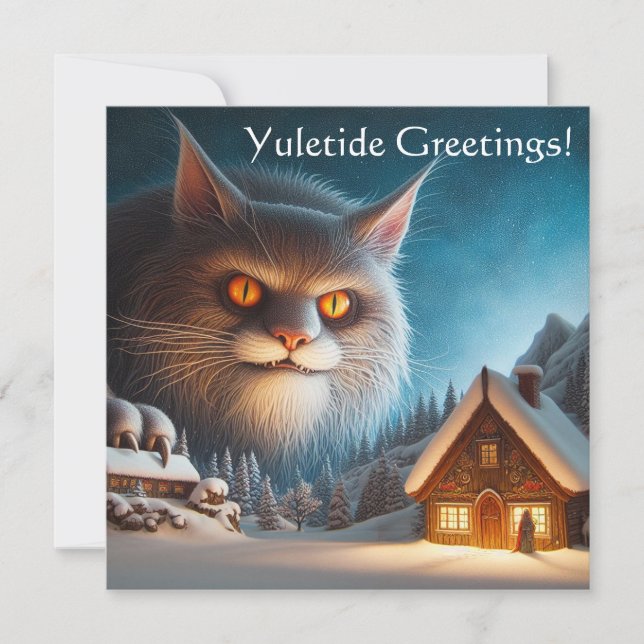 Yule Cat Flat Christmas Card (Front)