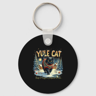 Yule Cat Keep It Cozy Funny Winter Quote  Key Ring