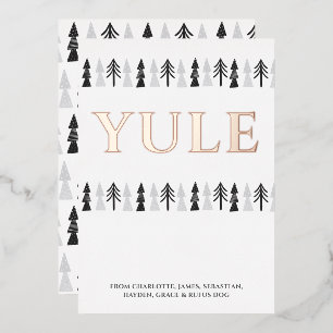 Yule Christmas Tree Personalised Foil Holiday Card