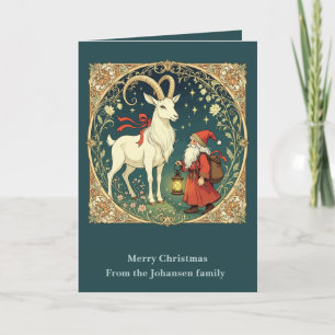 Yule Goat And Jultomten Scandinavian Christmas Card