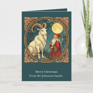 Yule Goat And Jultomten Scandinavian Winter Card