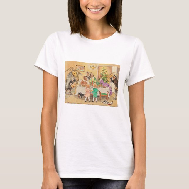 Yule Goat at the Dinner Table T-Shirt (Front)
