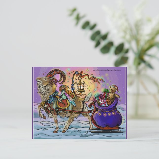 Yule Goat Holiday Magic Postcard (Standing Front)