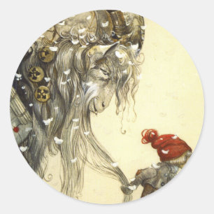 Yule Goat John Bauer Classic Round Sticker