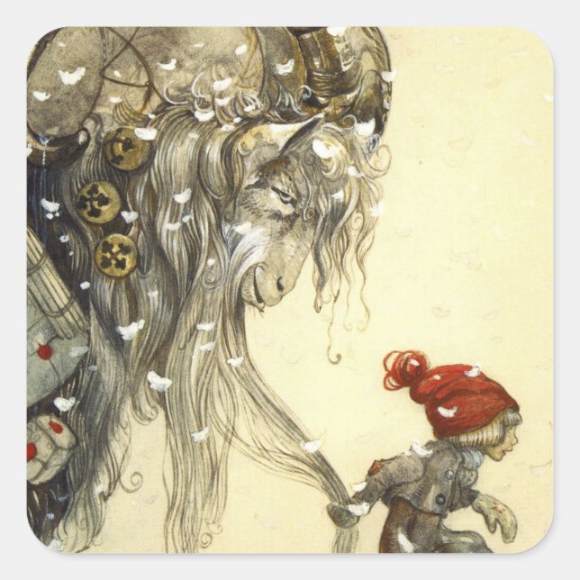 Yule Goat John Bauer Square Sticker (Front)