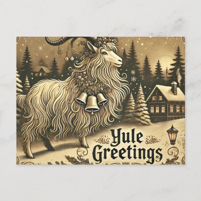 Yule Greetings - Festive Goat Holiday Art (Front)