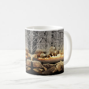 Yule Log in a Snowy Forest Coffee Mug