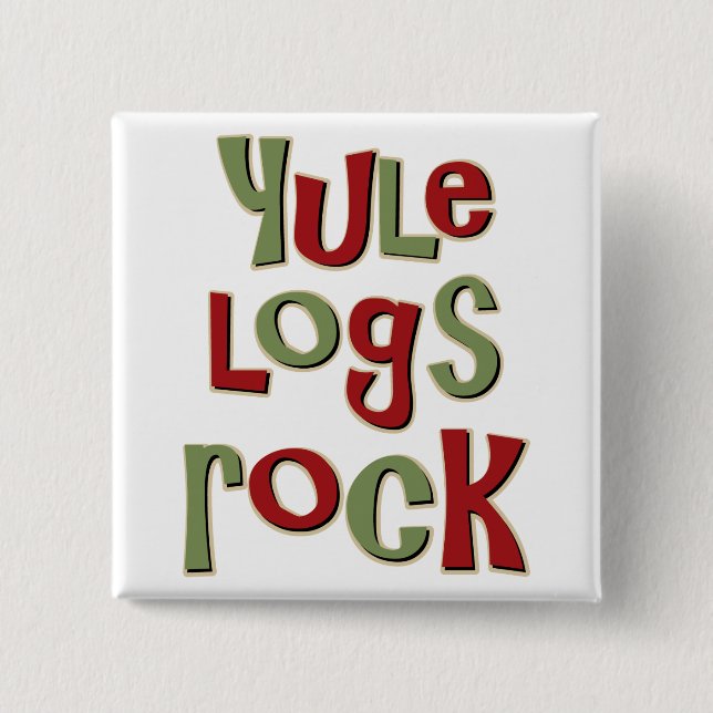Yule Logs Rock Christmas Design 15 Cm Square Badge (Front)