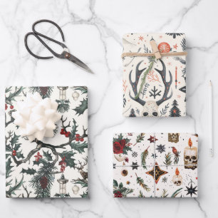 Yule, Pagan, Nordic Holiday Wrapping Paper Sheet