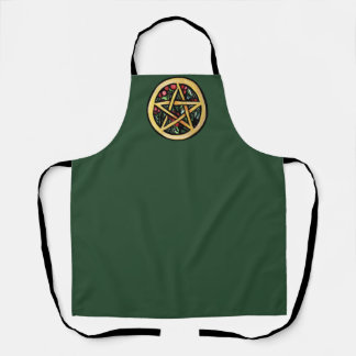 Yule Pentacle Pagan Winter Solstice Symbol Apron