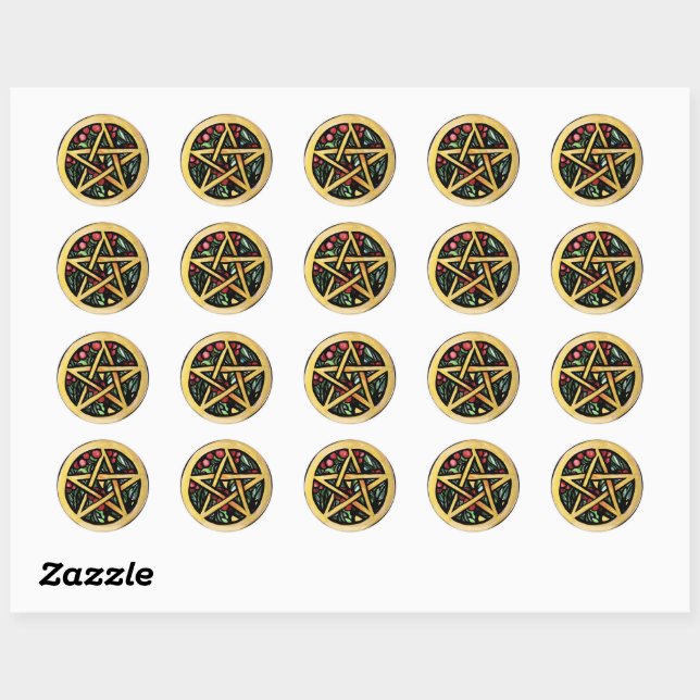 Yule Pentacle  Pagan Winter Solstice Symbol        Classic Round Sticker (Sheet)